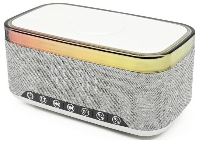 Denver CRQ-225 Radiowecker FM Bluetooth®, MP3, SD, UKW, AUX kabelloses Laden, Weckfunktion Grau