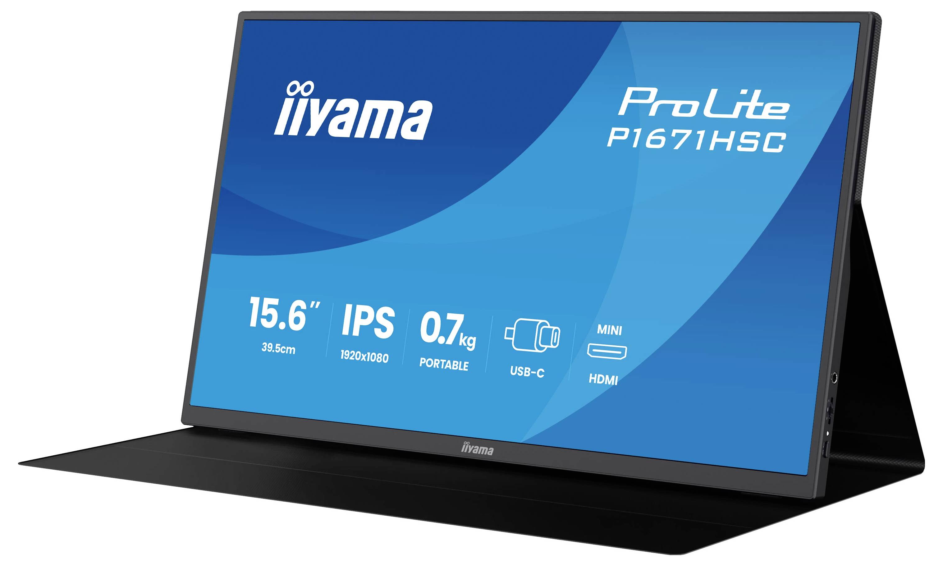 Iiyama ProLite P1671HSC-B1 LED-Monitor EEK D (A - G) 39.6cm (15.6 Zoll) 1920 x 1080 Pixel 16:9 3 ms HDMI®, Kopfhörer