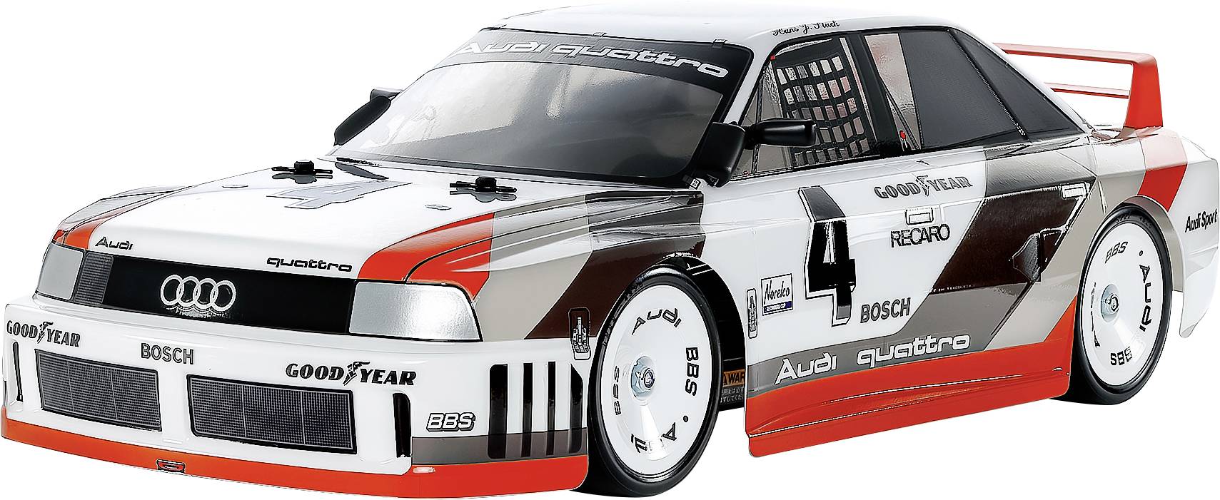 Tamiya TT-02 RC Audi 90 quattro Racing Lac.TT-02 Weiß, Smoke 1:10 RC Modellauto Elektro Allradantrieb (4WD) 2,4GHz Vorlackiert