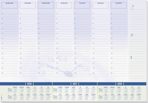 Sigel H6350 Schreibunterlage Wochenplan, Tagesplan 2026, 2027, 2028 liniert Weiß, Blau (B x H) 59.5
