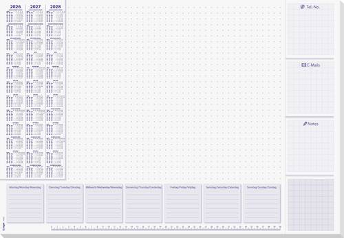 Sigel H6355 Schreibunterlage Wochenplan 2026, 2027, 2028 Weiß (B x H) 59.5 cm x 41 cm 30 Blatt 1 St