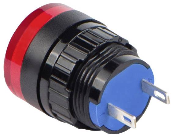 Rote Anzeigeglühlampe mit Metallstiften, die üblicherweise in elektronischen Geräten zur Signalisierung oder Anzeige verwendet wird.