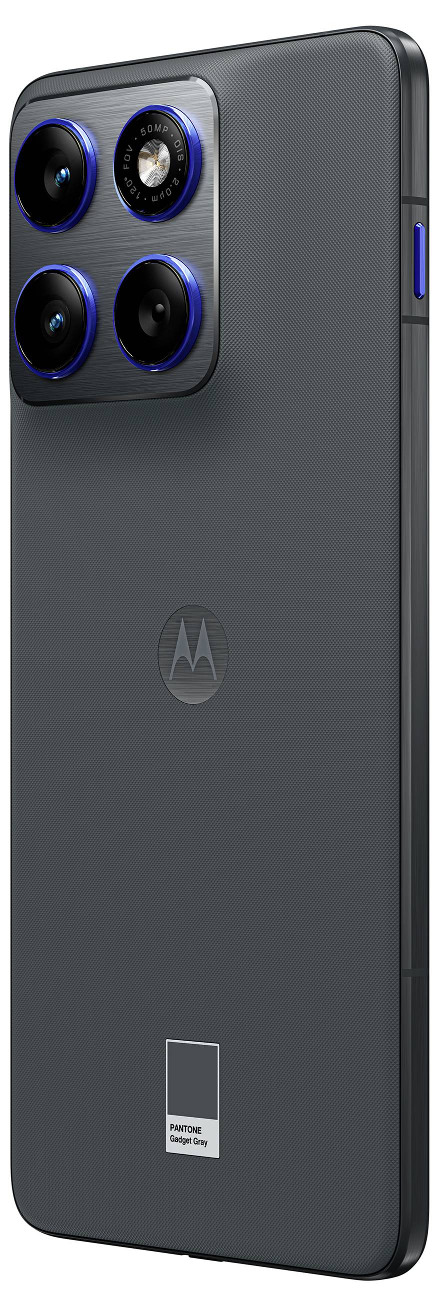 Ein schlankes, modernes Smartphone in dunkler Farbe mit einer dreifachen Kameraanordnung auf der Rückseite. Das Design betont fortschrittliche Fotografie-Fähigkeiten.