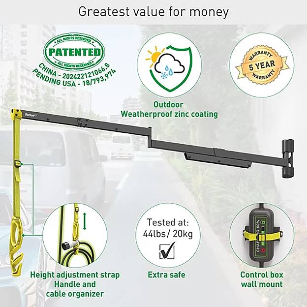 Verstellbarer Haltegriff für Fahrzeugeinstieg, ausgestattet mit wetterfester Zinkbeschichtung für den Außenbereich, 44lbs/20kg Gewichtstest und 5-Jahre-Garantie.