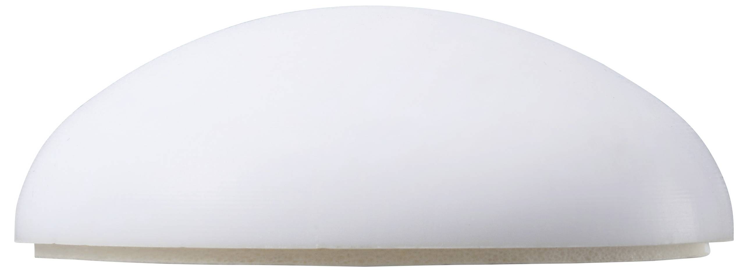 Ein halbkugelförmiges, hellblaues Objekt mit glatter Oberfläche, das von der Seite betrachtet einer Kuppel oder einem Kissen ähnelt, vor einem einfarbigen Hintergrund.