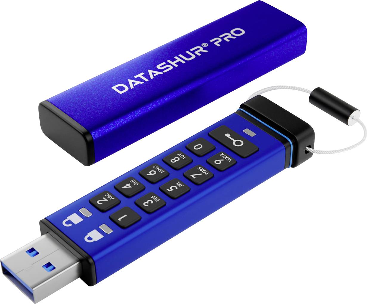 IStorage datAshur Pro USB-Stick 128GB Blau IS-FL-DA3-256-128