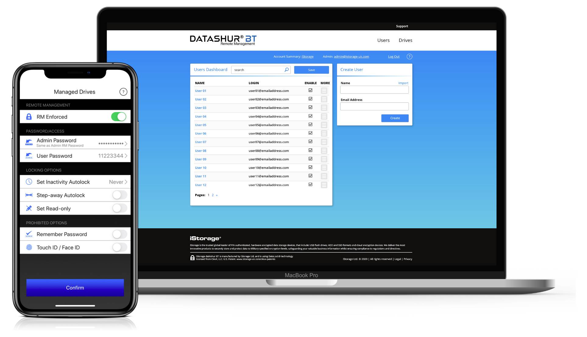 IStorage datAshur BT USB-Stick 128GB Schwarz IS-FL-DBT-256-128
