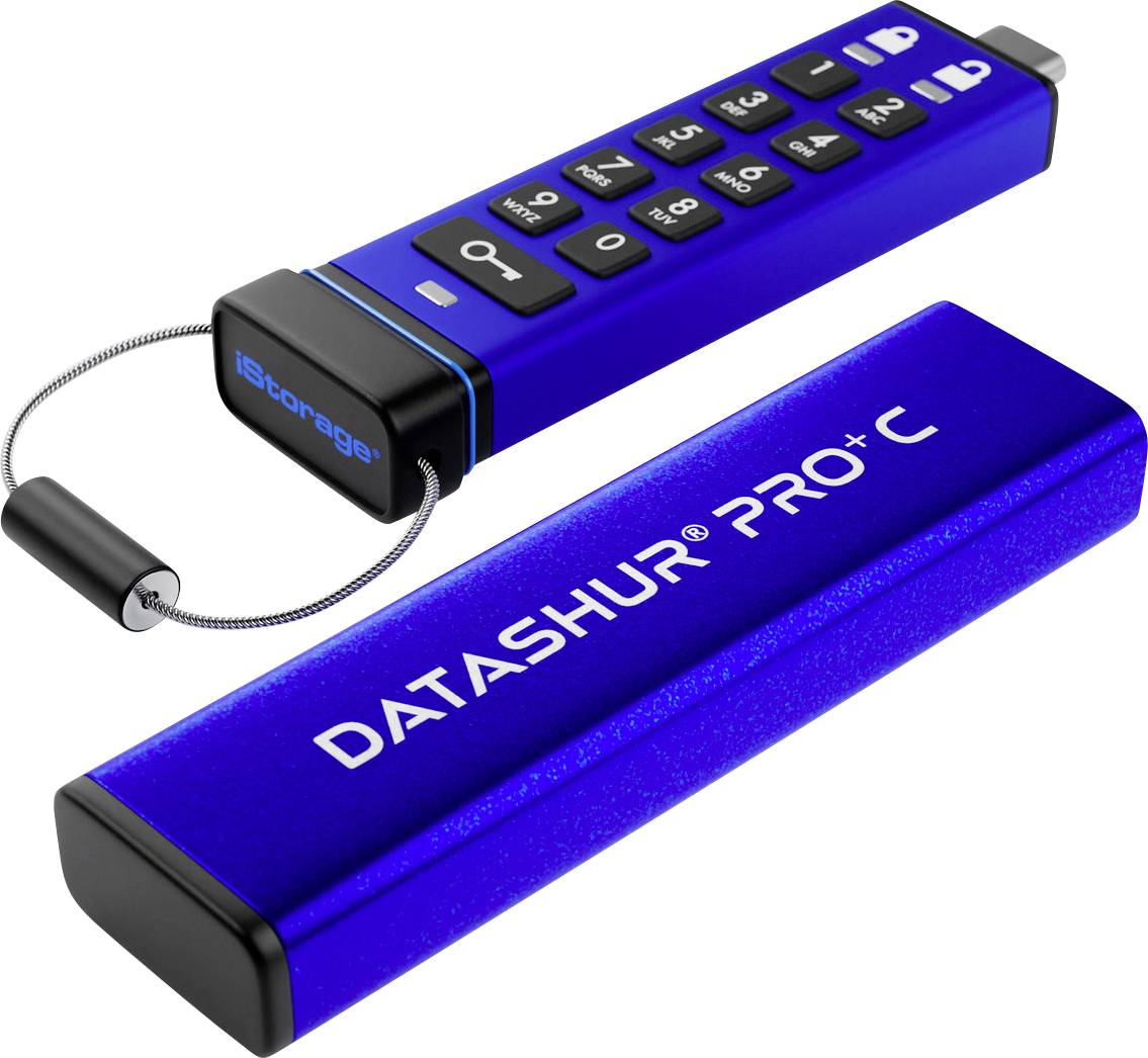 IStorage datAshur Pro+C USB-Stick 128GB Blau IS-FL-DA3C-256-128