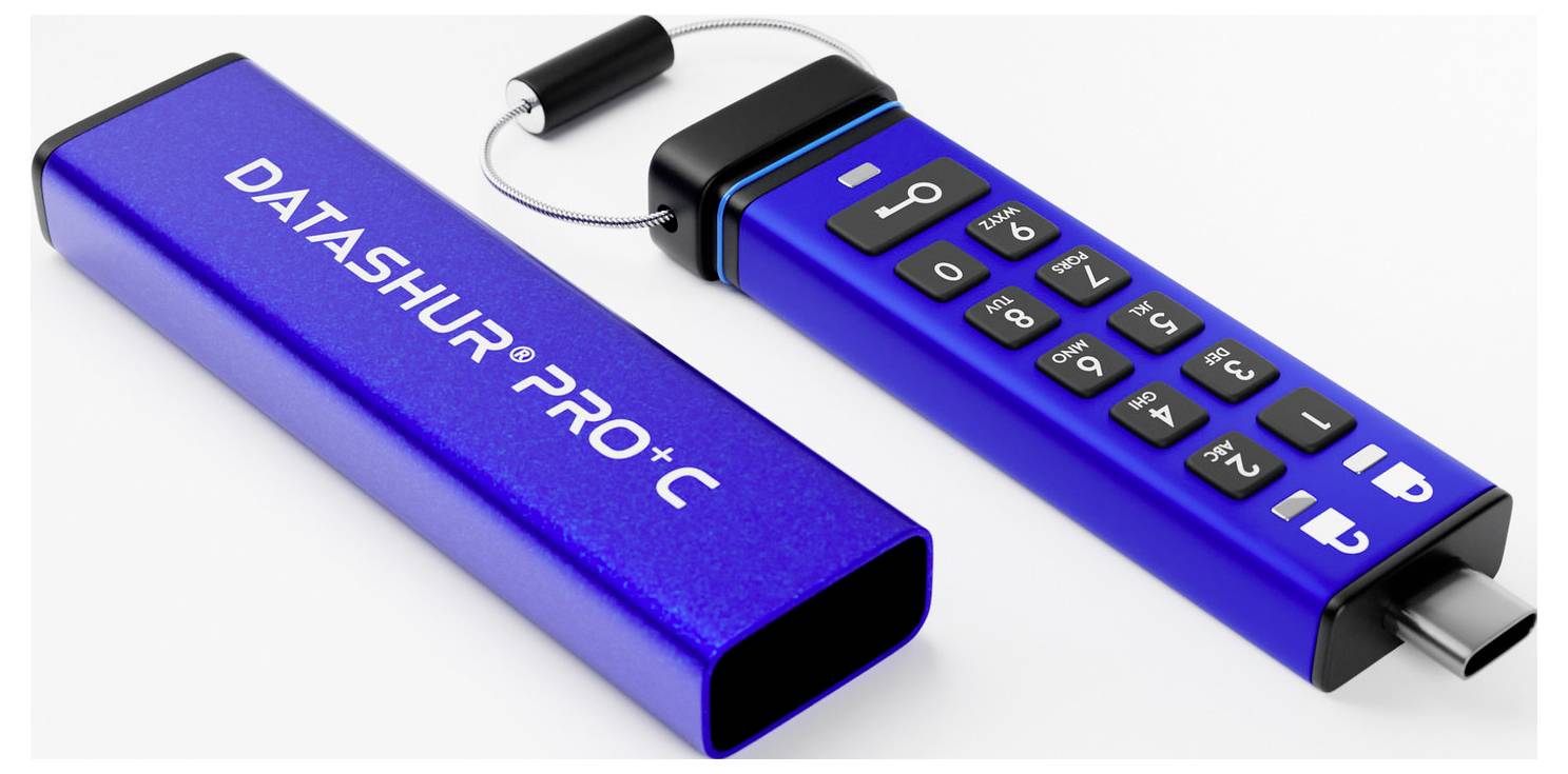 IStorage datAshur Pro+C USB-Stick 128GB Blau IS-FL-DA3C-256-128
