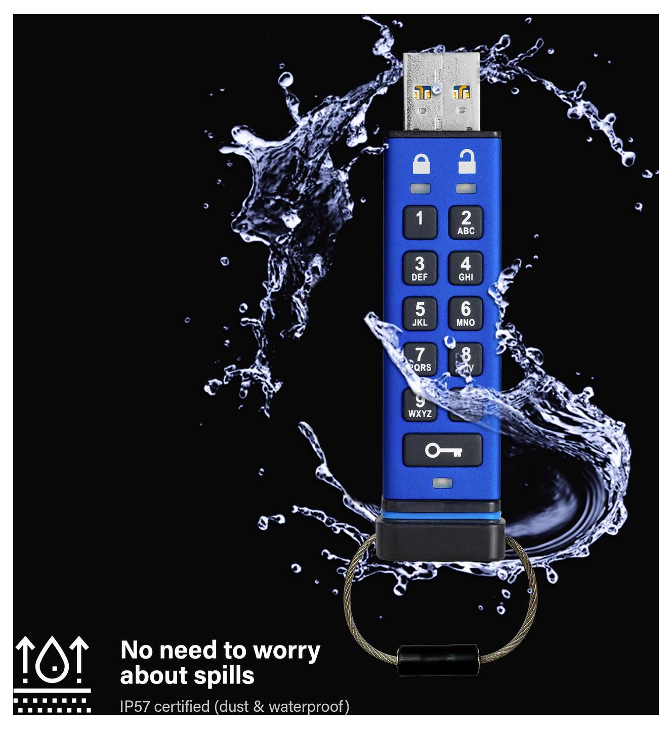 IStorage datAshur Pro USB-Stick 256GB Blau IS-FL-DA3-256-256