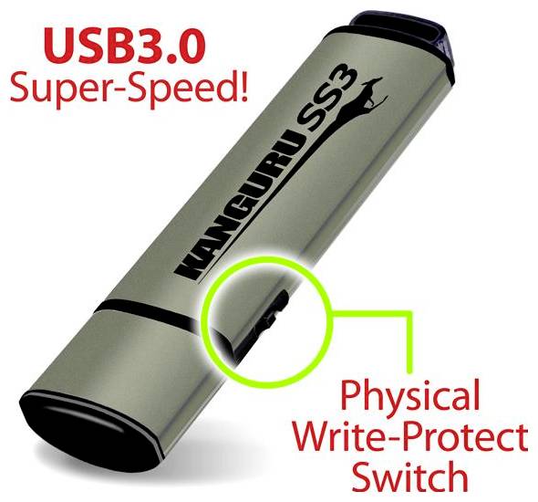 iStorage Kanguru SS3 64 GB USB-Stick Aluminium KF3WP-64G