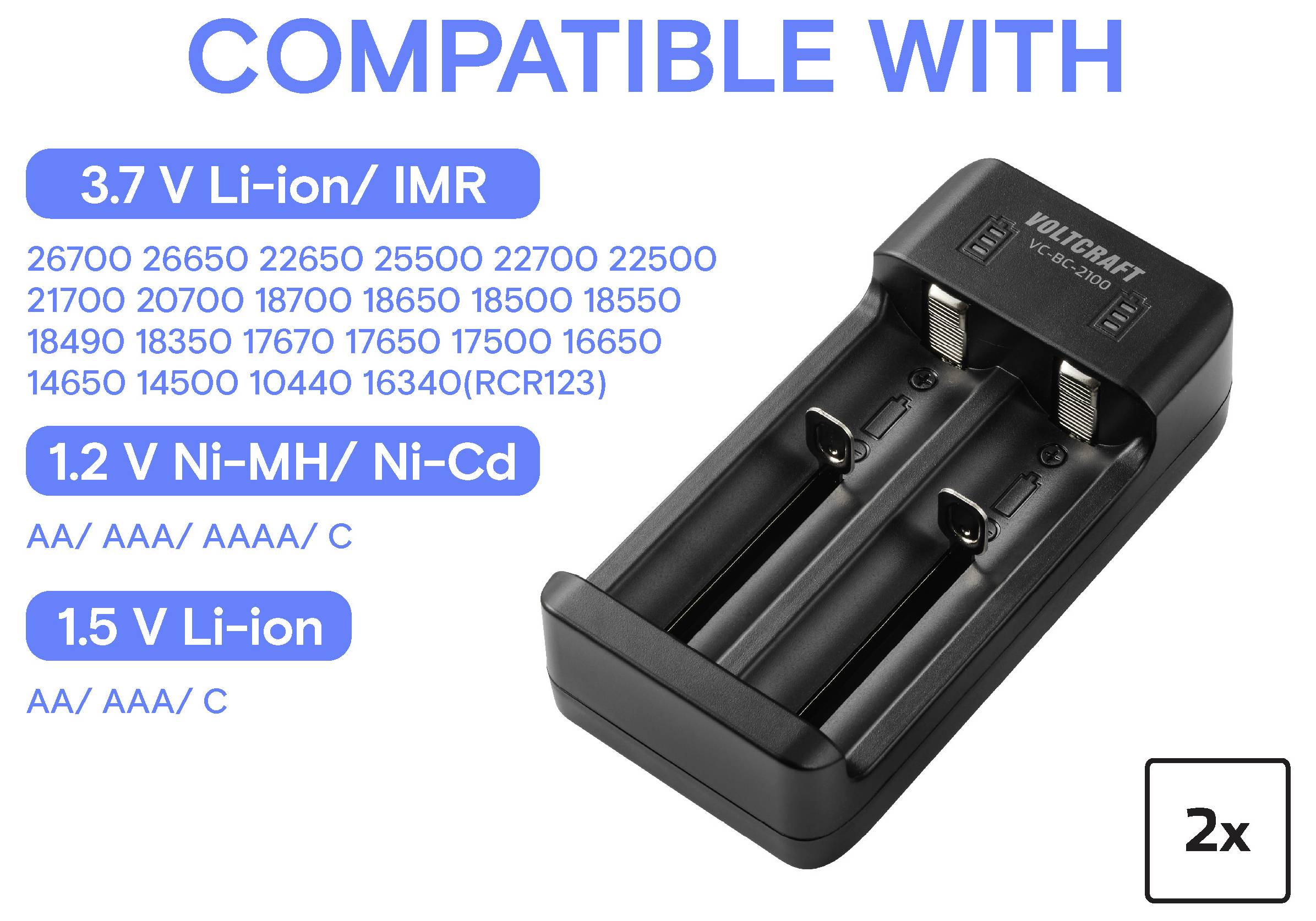 Batterieladegerät mit der Bezeichnung „KOMPATIBEL MIT