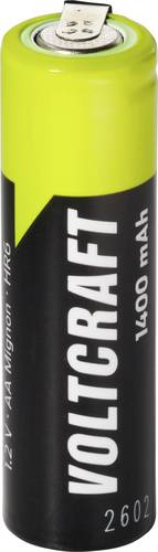 VOLTCRAFT Mignon (AA)-Akku Mignon (AA) U-Lötfahne, hochstromfähig NiMH 1.2 V 1400 mAh Ready to use