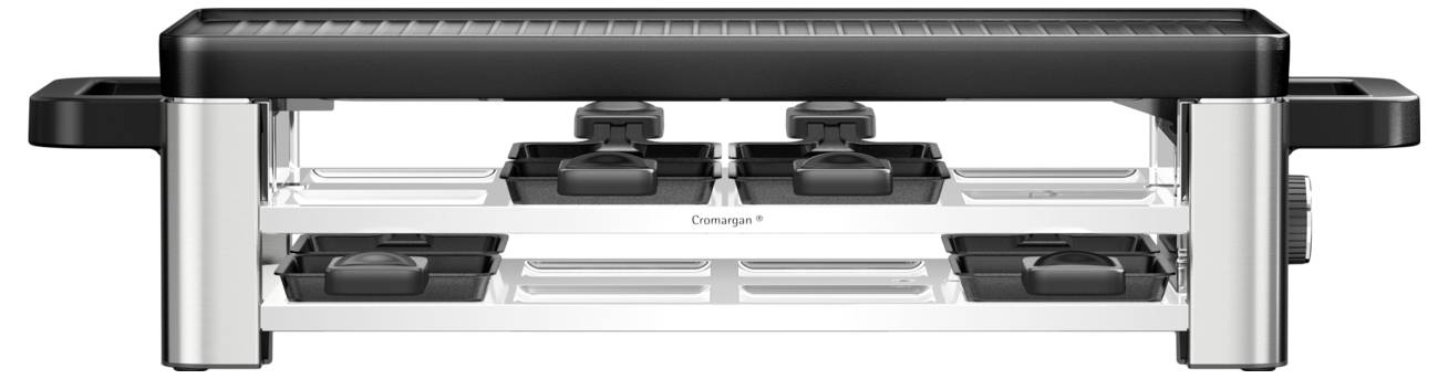 WMF Lono Selection Raclette 8Pfännchen, Antihaftbeschichtung, kabelgebunden Schwarz, Silber
