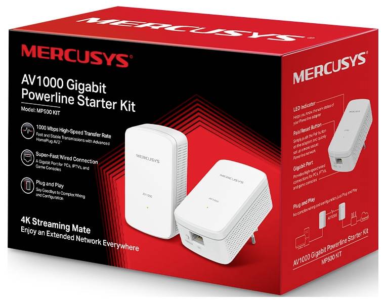 Mercusys Powerline WLAN Erweiterungsadapter MP500 KIT 1000MBit/s