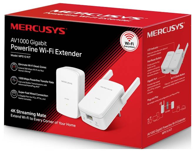 Mercusys Powerline WLAN Erweiterungsadapter MP510 KIT 1000MBit/s