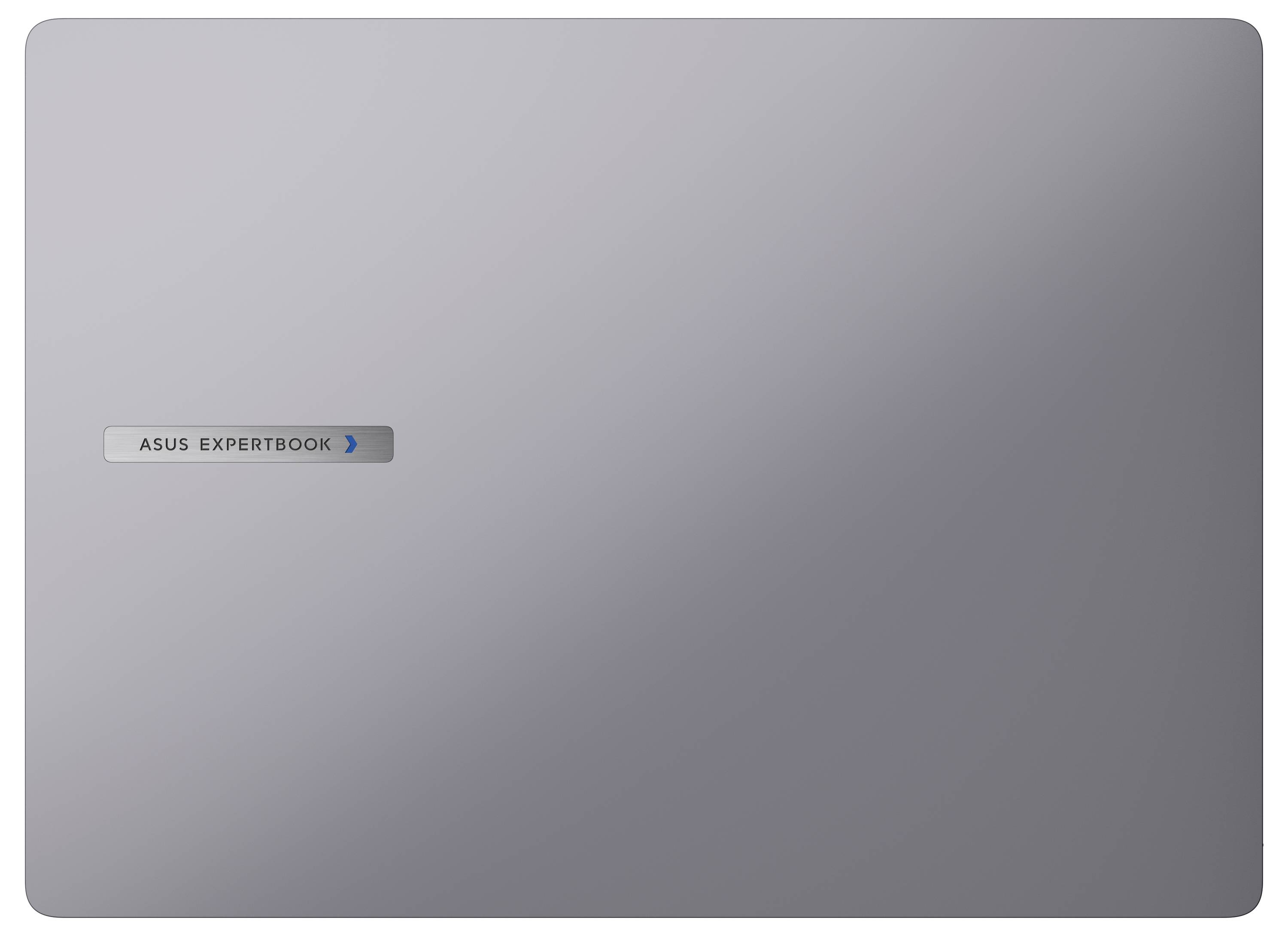 Geschlossener ASUS ExpertBook Laptop mit einer eleganten, metallisch grauen Oberfläche.