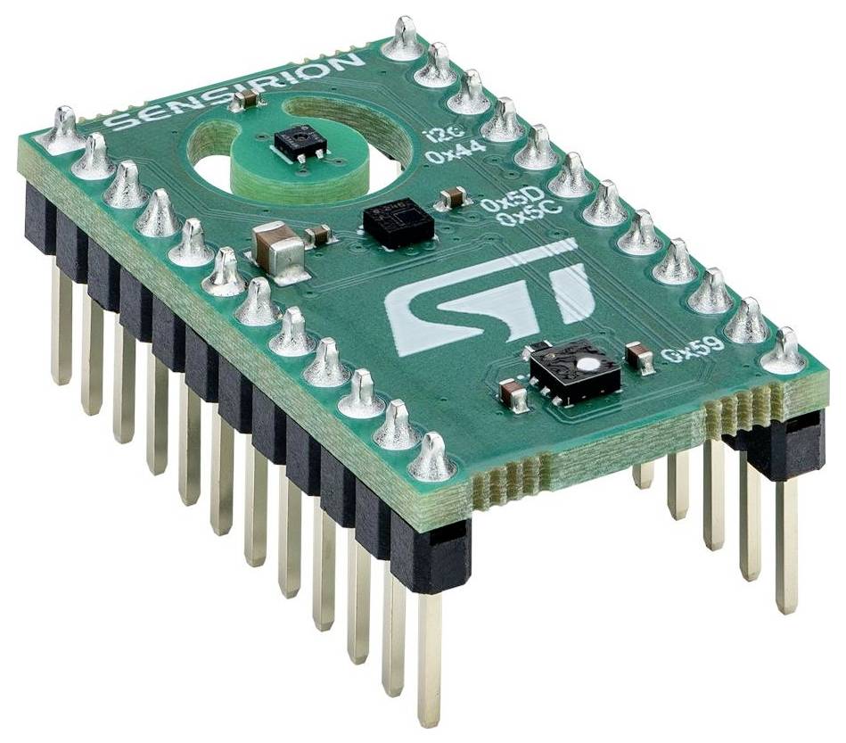 Ein grünes elektronisches Sensormodul mit mehreren Pins und der Beschriftung 