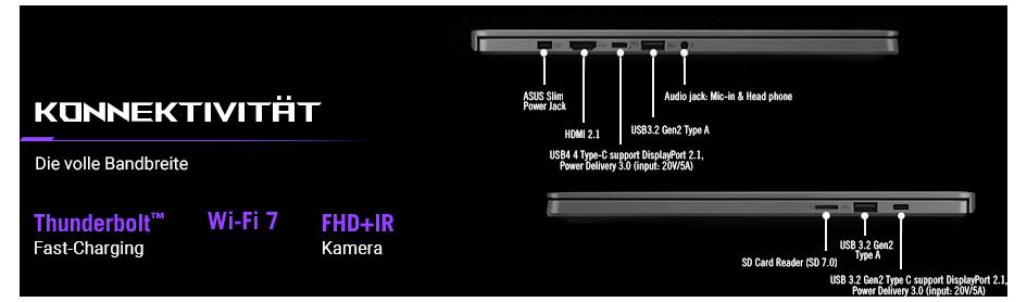 Asus Gaming Notebook "ROG Zephyrus G14" 35.6cm (14 Zoll) WQXGA+ AMD Ryzen 9 270 32GB RAM 1TB SSD Deutsch, QWERTZ AMD Radeon
