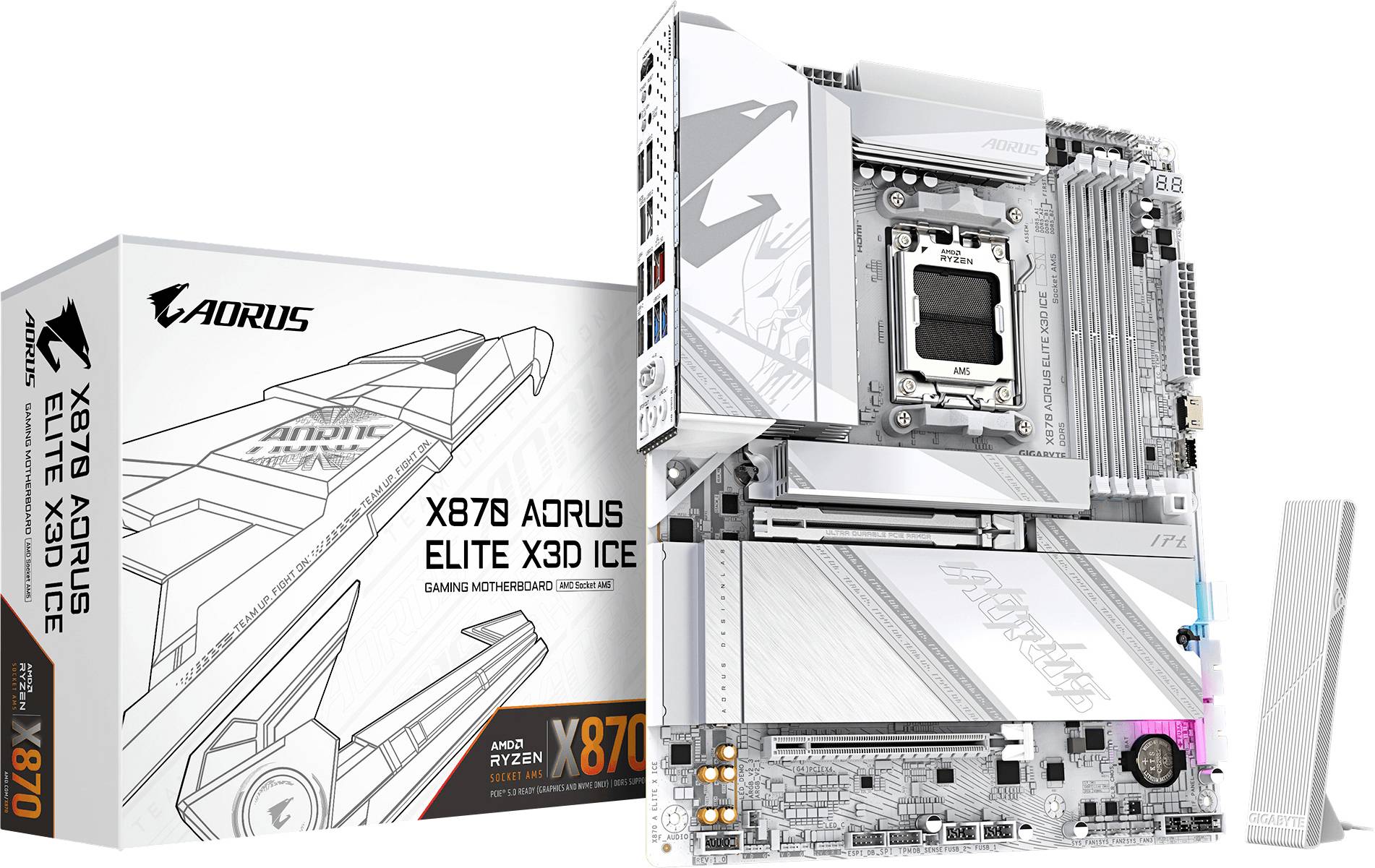Gigabyte GA-X870 AORUS ELITE X3D ICE Mainboard Sockel (PC) AMD® AM5 Formfaktor (Details) ATX Mainboard-Chipsatz AMD® X870