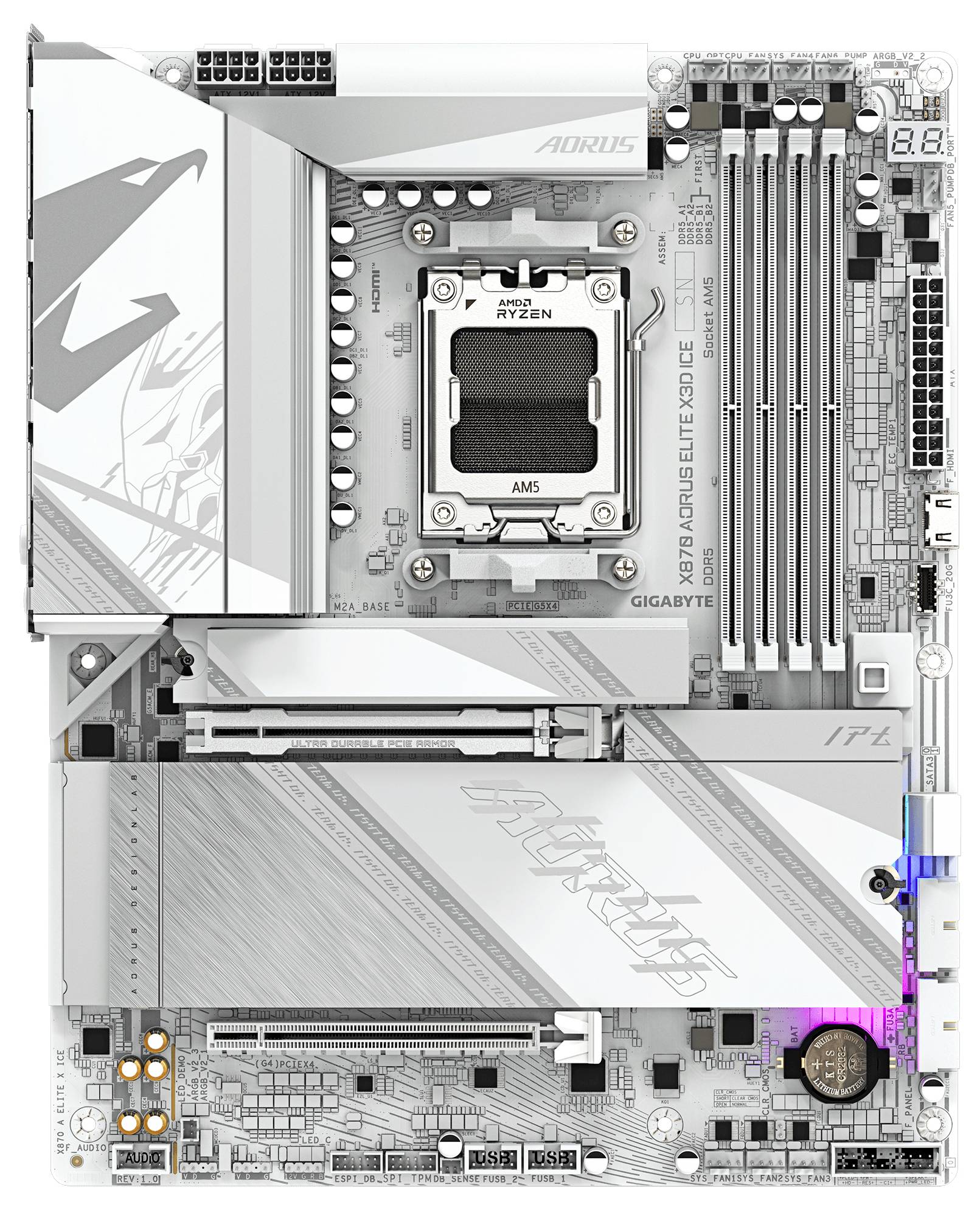 Gigabyte GA-X870 AORUS ELITE X3D ICE Mainboard Sockel (PC) AMD® AM5 Formfaktor (Details) ATX Mainboard-Chipsatz AMD® X870