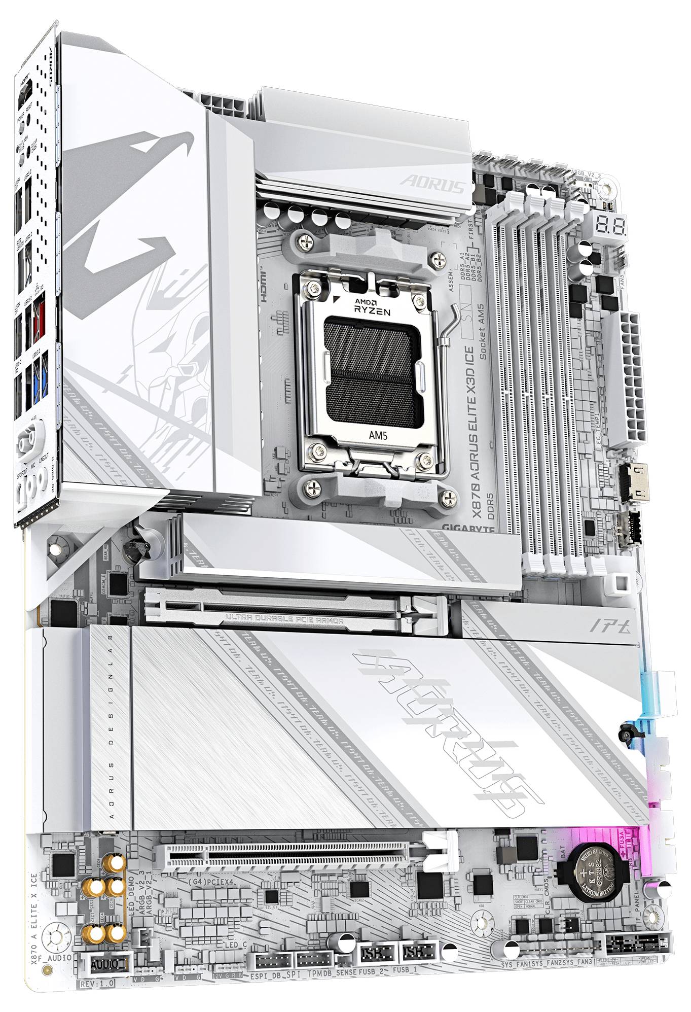 Gigabyte GA-X870 AORUS ELITE X3D ICE Mainboard Sockel (PC) AMD® AM5 Formfaktor (Details) ATX Mainboard-Chipsatz AMD® X870