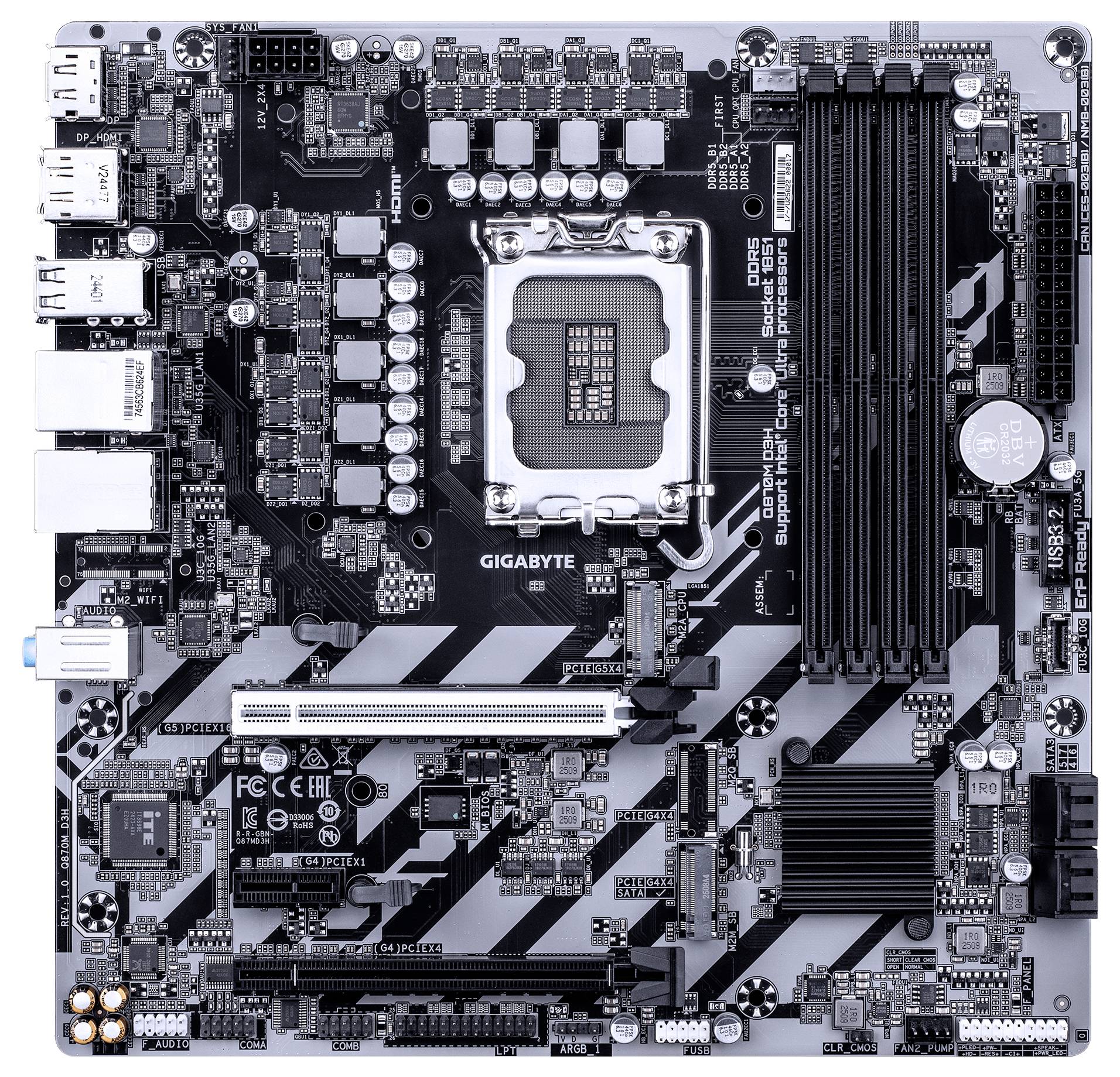 Gigabyte GA-Q870M D3H Mainboard Sockel (PC) Intel® LGA 1851 Formfaktor (Details) Micro-ATX Mainboard-Chipsatz Intel® Q87