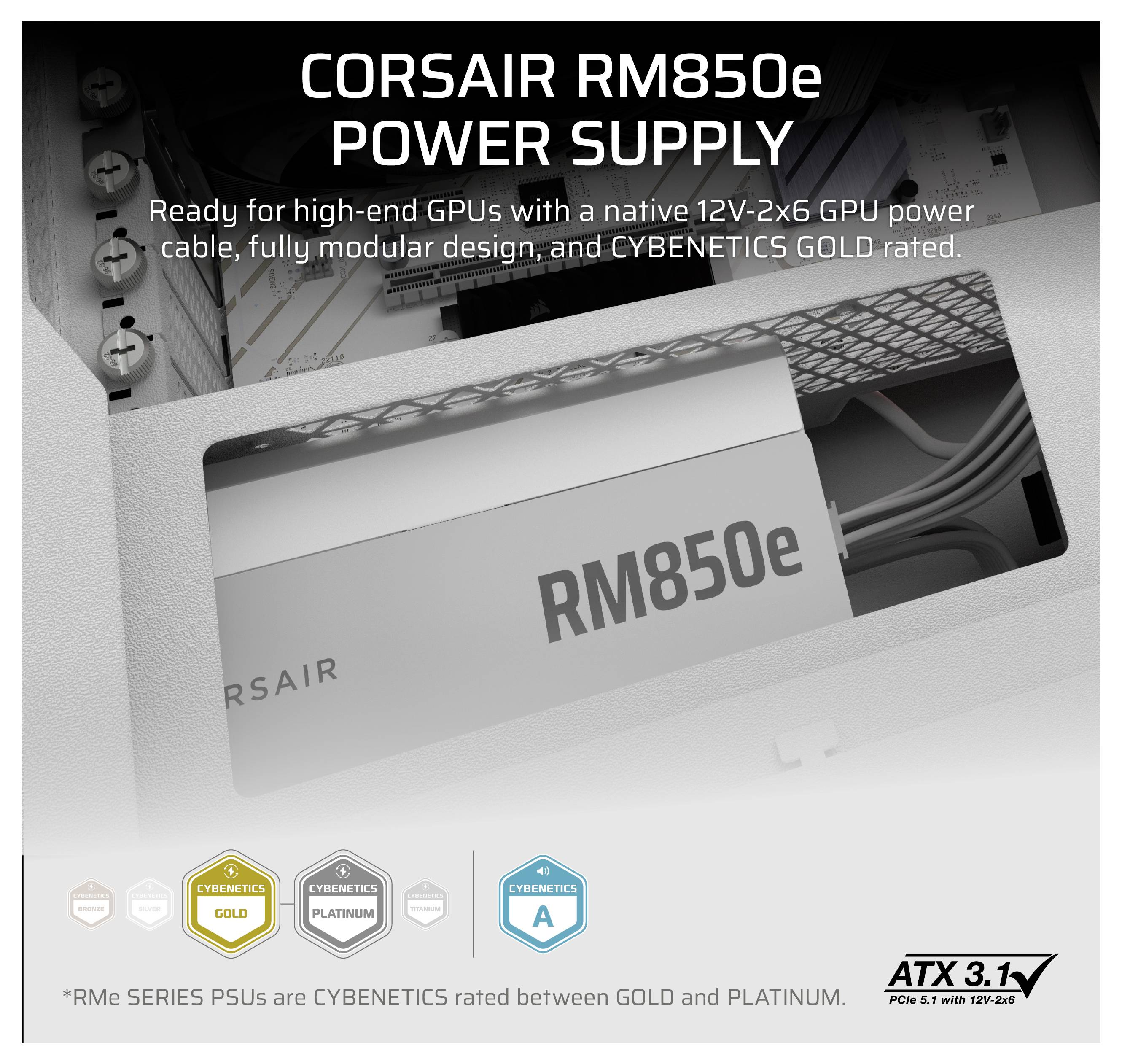Corsair RMe White Series RM850e PC Netzteil 850W ATX 80PLUS® Gold