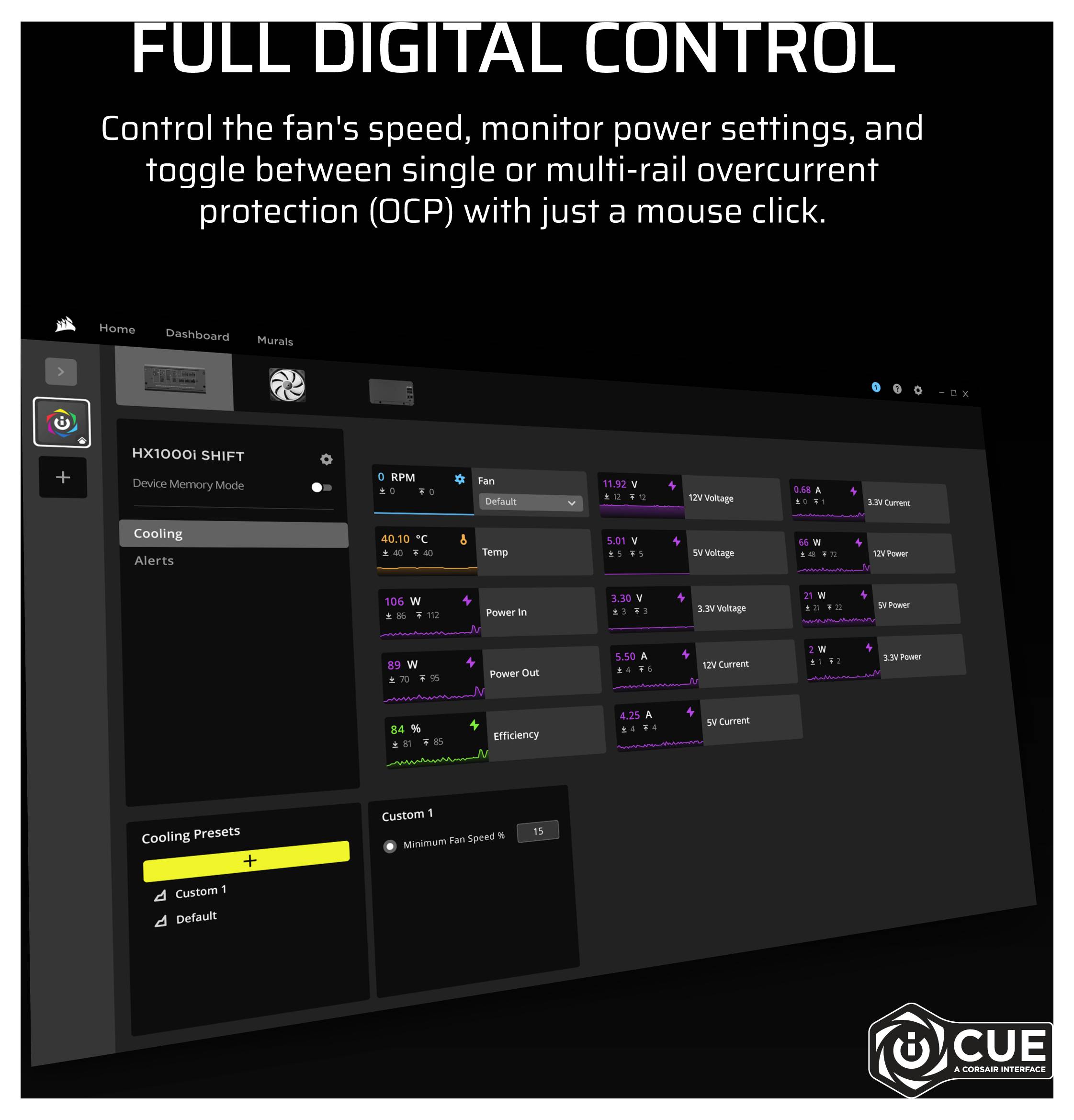 Corsair HX1000i SHIFT PC Netzteil 1000W ATX 80PLUS® Platinum