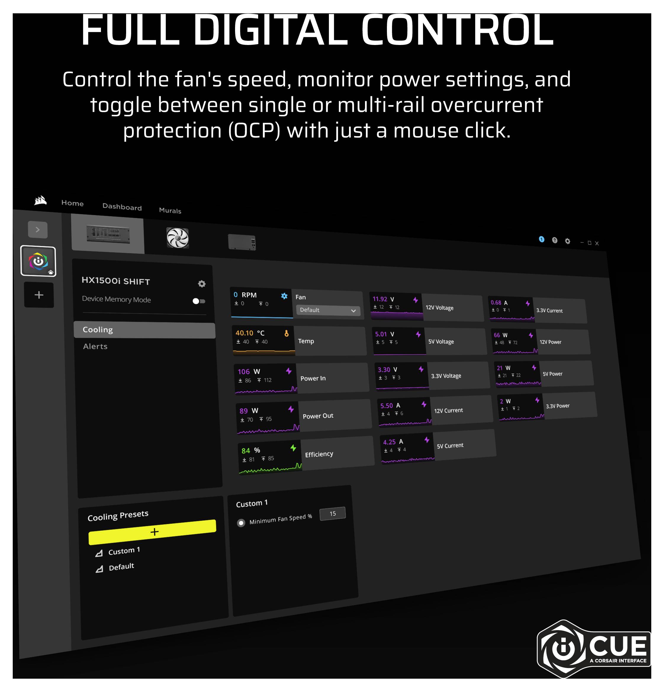 Corsair HX1500i SHIFT PC Netzteil 1500W ATX 80PLUS® Platinum