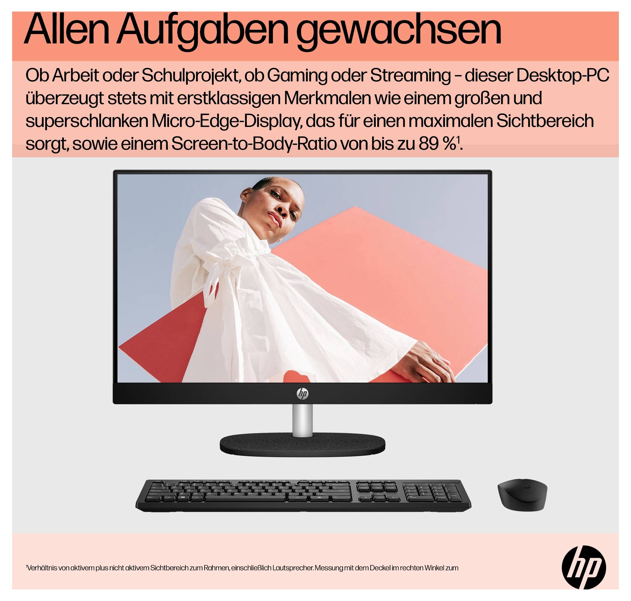 HP All-in-One PC AIO 24-cr0002ng 60.5cm (23.8 Zoll) Full HD AMD Ryzen 5 7520U 4.3GHz 8GB RAM 512GB SSD AMD Radeon Graphics Win 11