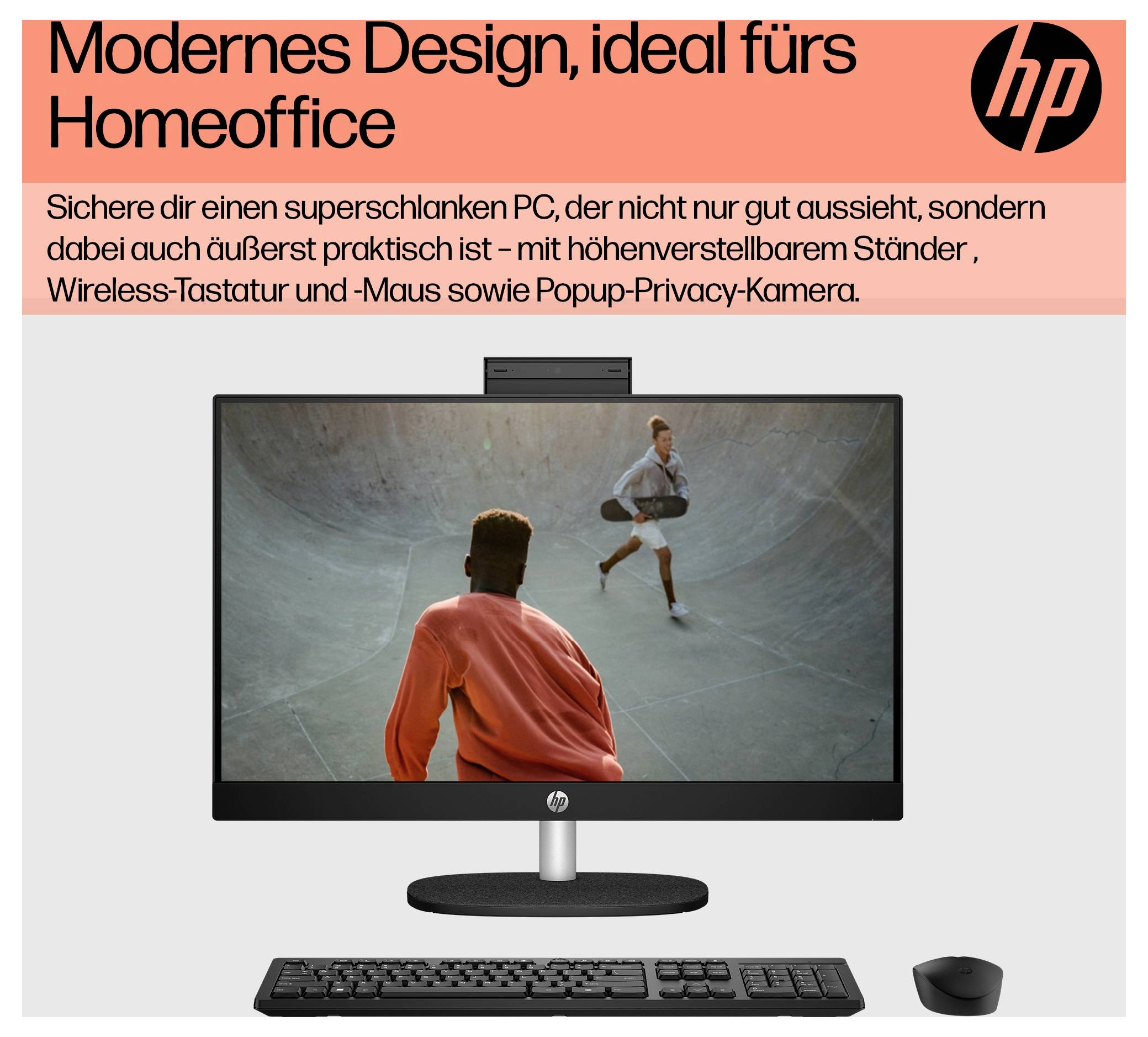 HP All-in-One PC AIO 24-cr0002ng 60.5cm (23.8 Zoll) Full HD AMD Ryzen 5 7520U 4.3GHz 8GB RAM 512GB SSD AMD Radeon Graphics Win 11