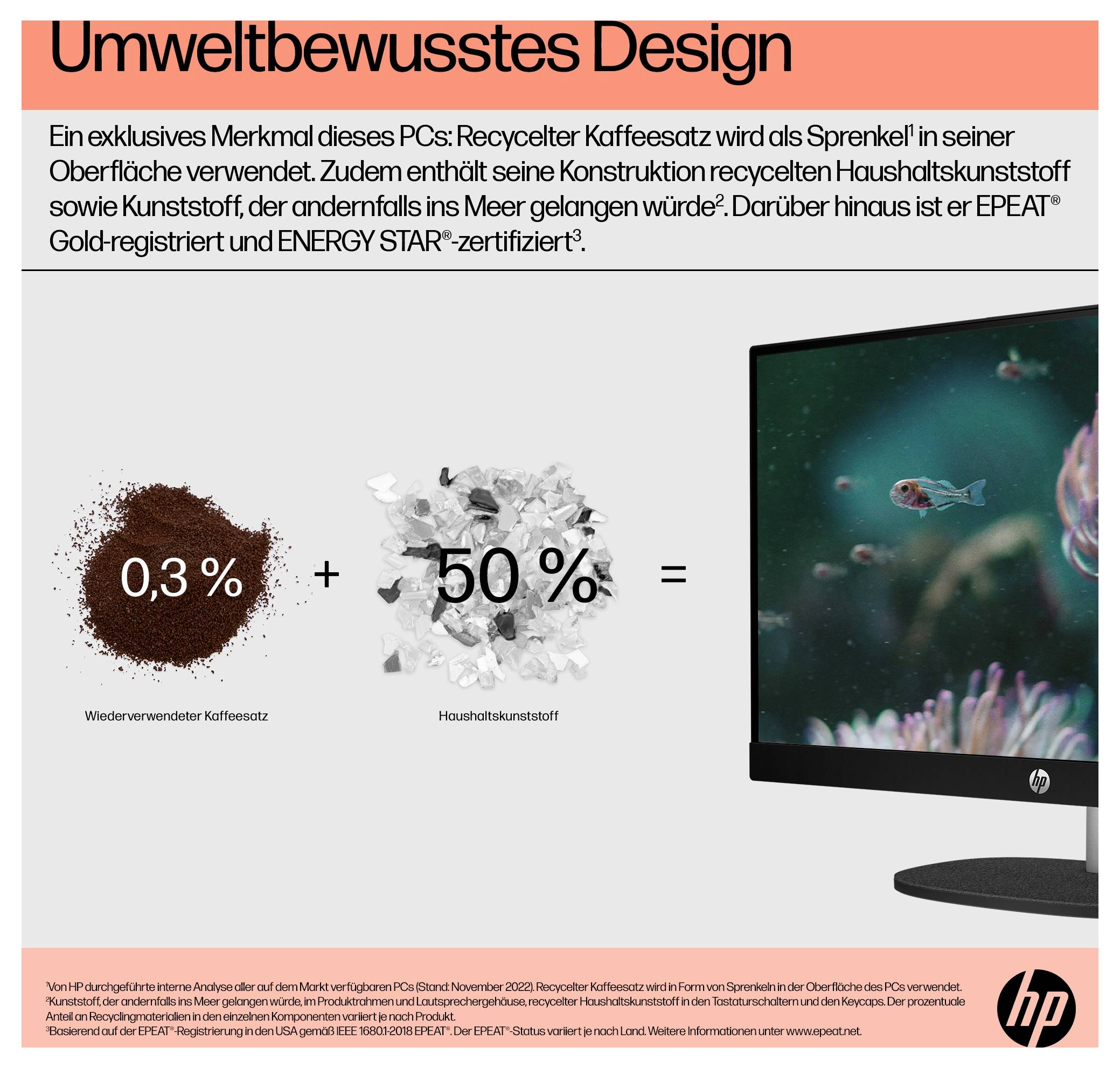 HP All-in-One PC AIO 24-cr0002ng 60.5cm (23.8 Zoll) Full HD AMD Ryzen 5 7520U 4.3GHz 8GB RAM 512GB SSD AMD Radeon Graphics Win 11