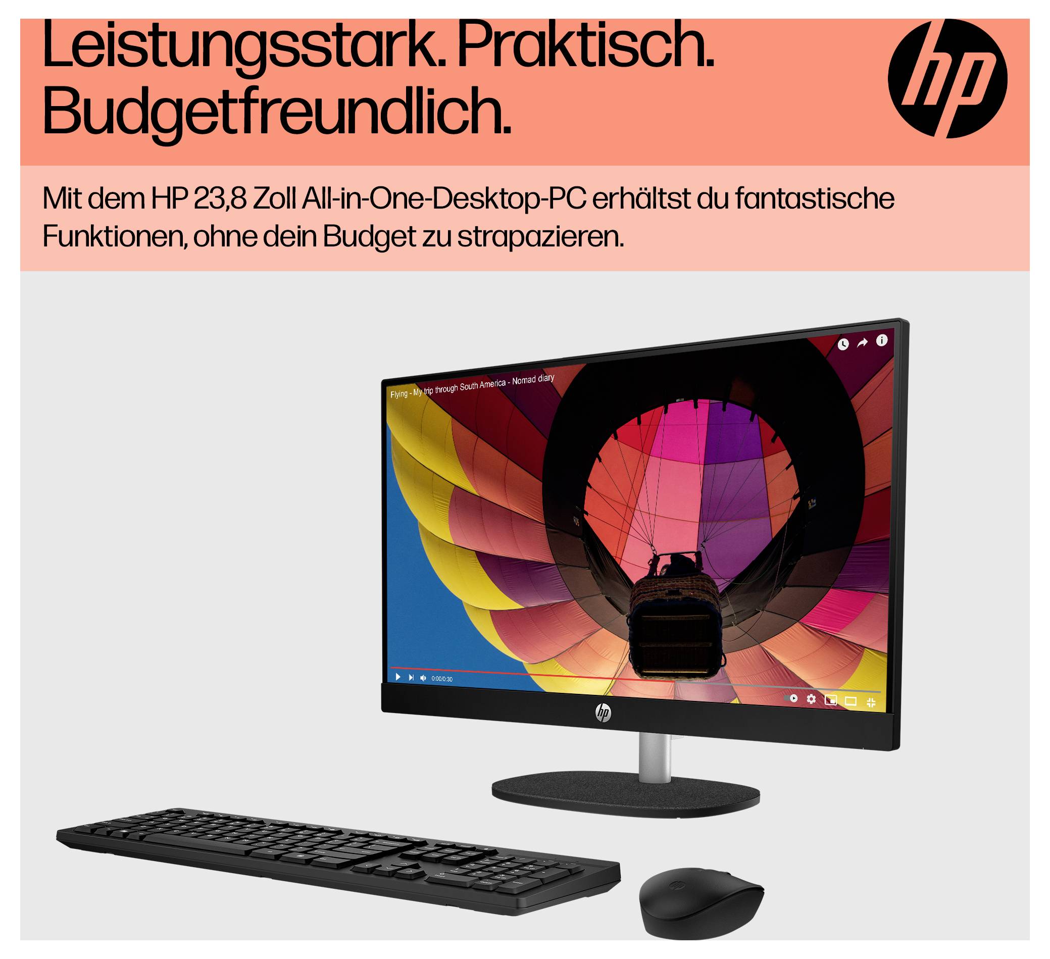 HP All-in-One PC AIO 24-cr0002ng 60.5cm (23.8 Zoll) Full HD AMD Ryzen 5 7520U 4.3GHz 8GB RAM 512GB SSD AMD Radeon Graphics Win 11