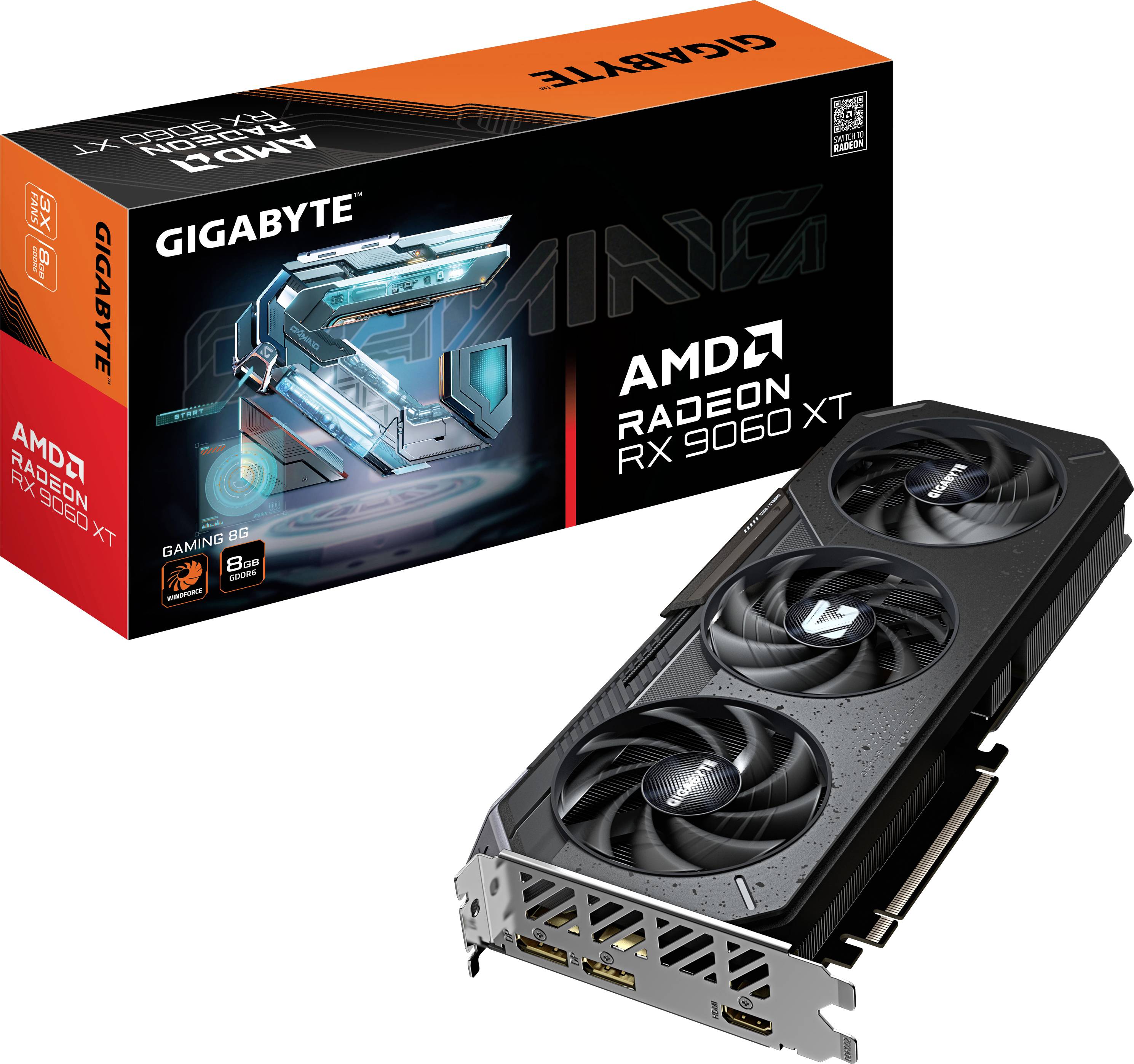 Gigabyte Grafikkarte RX 9060 XT Radeon RX 9060 XT 8GB GDDR6-RAM HDMI®, DisplayPort