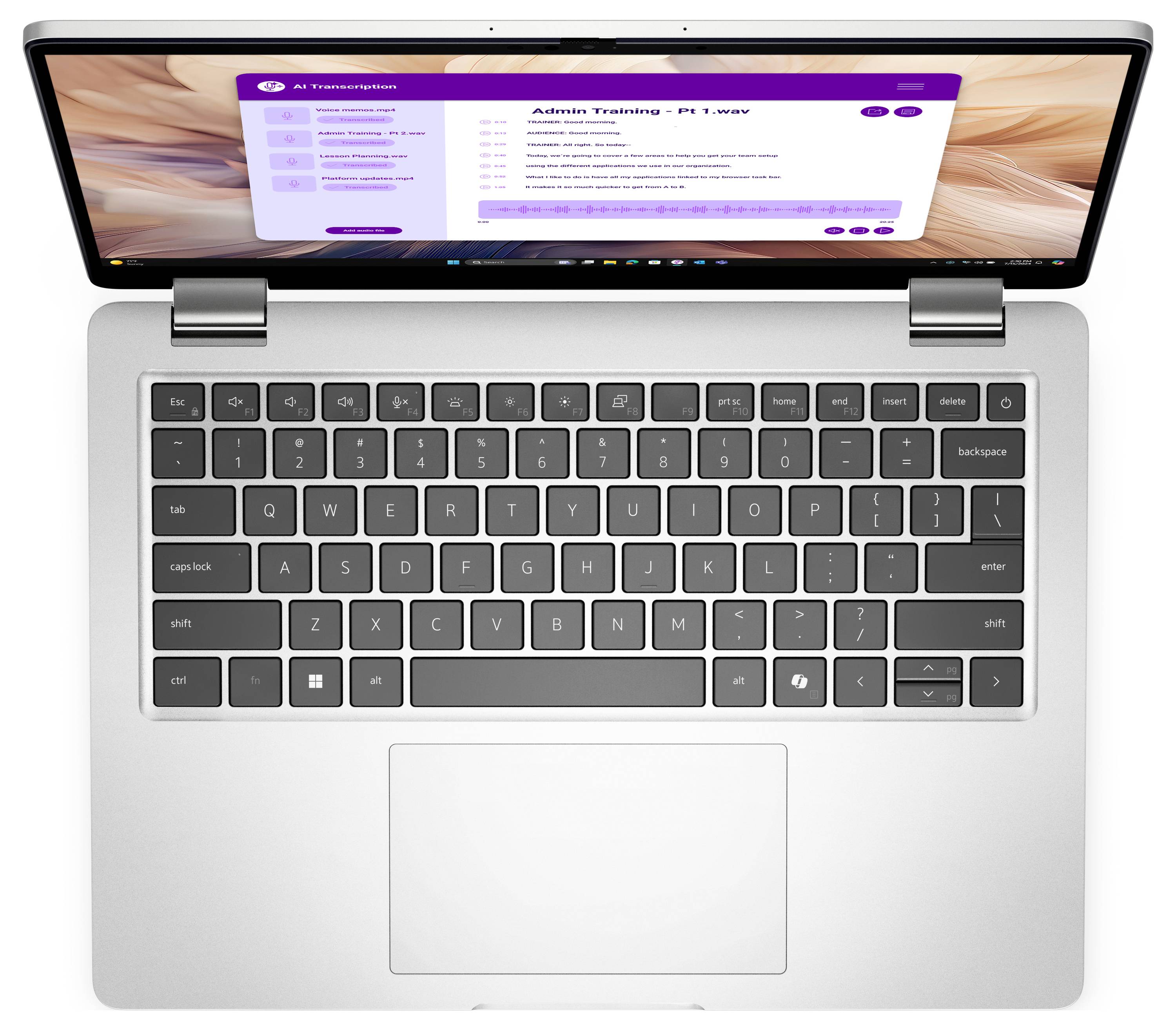 Ein Laptop, von oben betrachtet, dessen Bildschirm ein Fenster mit der Aufschrift 