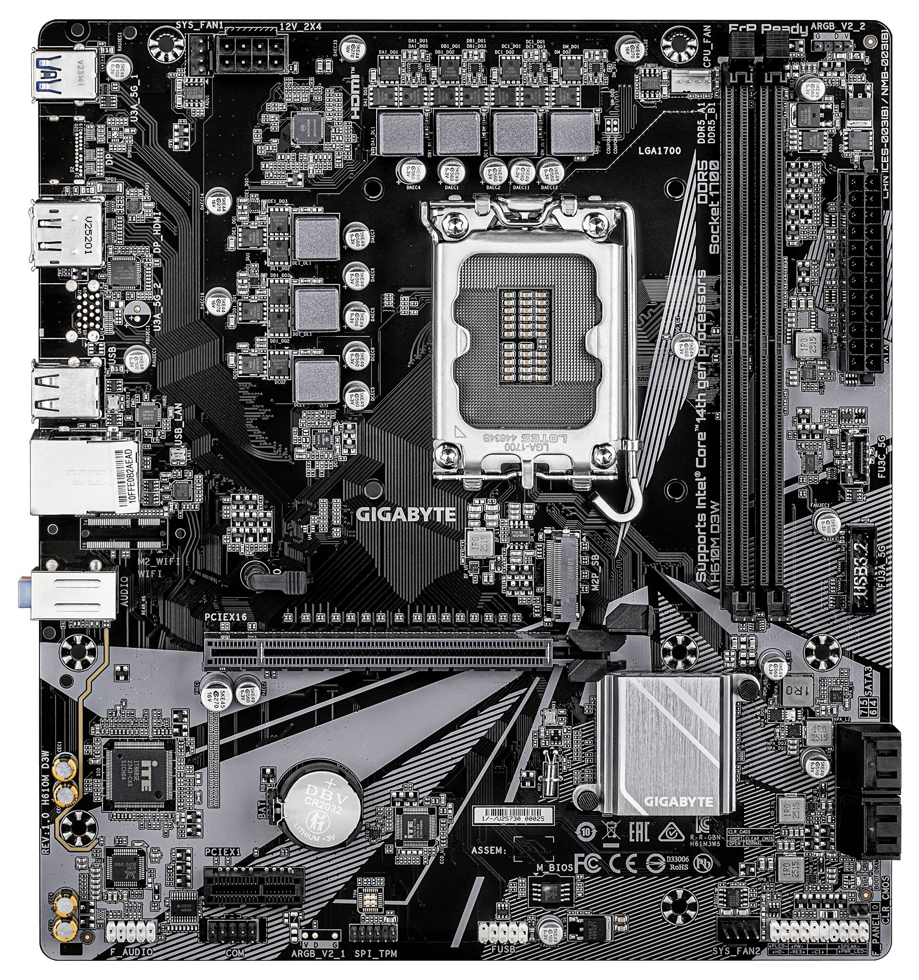 Gigabyte H610M D3W Mainboard Sockel (PC) Intel® LGA 1700 Formfaktor (Details) Micro-ATX Mainboard-Chipsatz Intel® H610