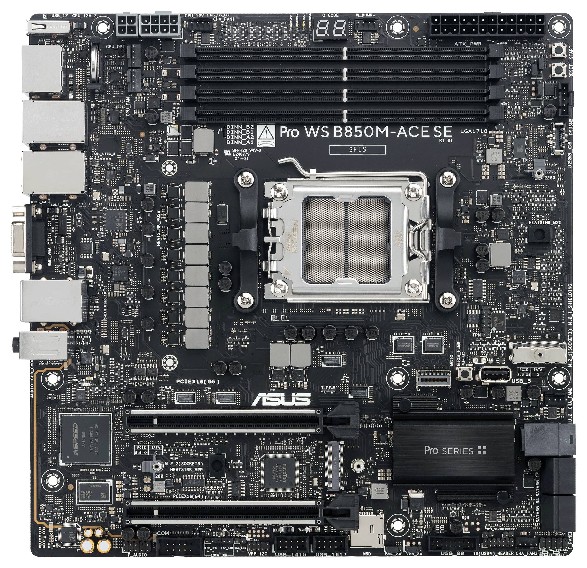 Asus PRO WS B850M-ACE SE Mainboard Sockel (PC) AMD® AM5 Formfaktor (Details) Micro-ATX Mainboard-Chipsatz AMD® B850