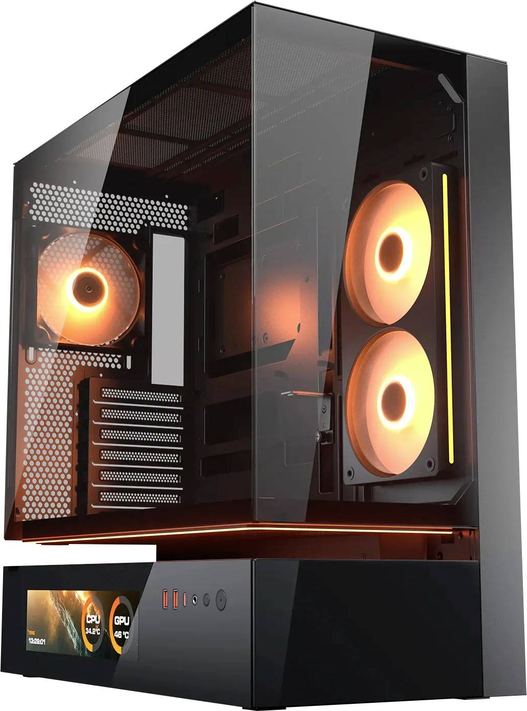 Cougar CFV235 Midi-Tower PC-Gehäuse Schwarz 4 vorinstallierte Lüfter, Integrierte Beleuchtung, Seitenfenster, Staubfilter