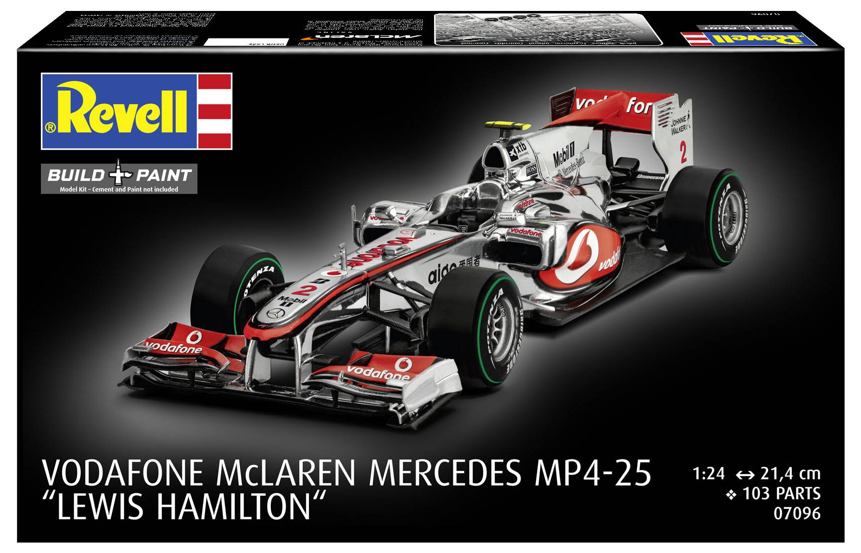 Revell-Modellbausatz-Box zeigt den 'Vodafone McLaren Mercedes MP4-25 
