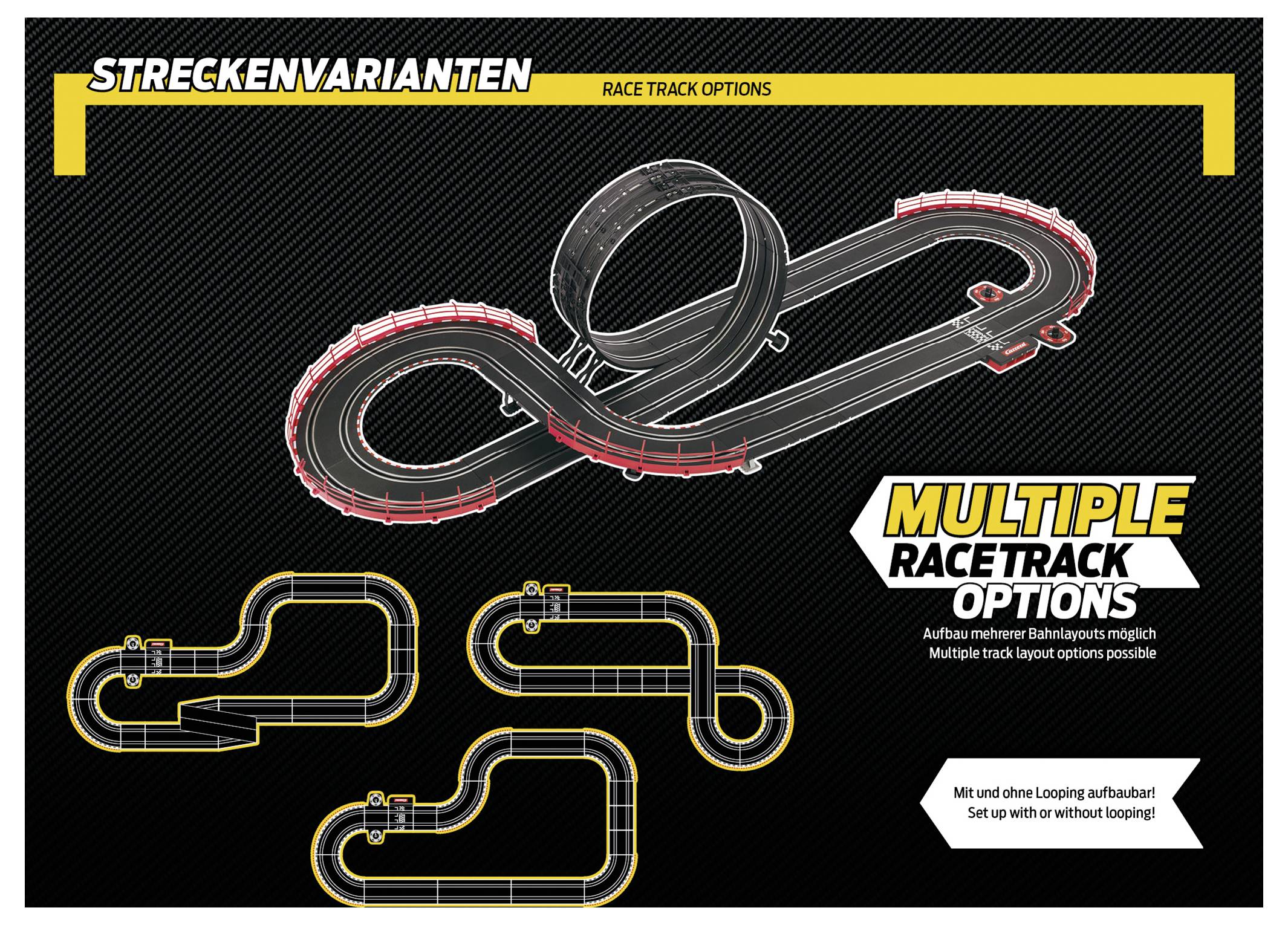 Streckenvarianten<br><br>Mehrere Rennstrecken-Optionen