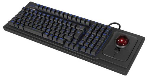 Keysonic KSK-8202ELU-T (DE) Kabelgebunden Tastatur Deutsch, QWERTZ Schwarz mit Trackball, Beleuchte