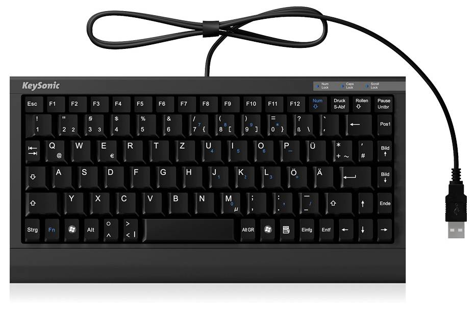 Keysonic ACK-595C+ (US) Kabelgebunden Tastatur US-Englisch, QWERTY Schwarz PS2-Anschluss