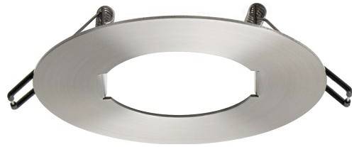 Runder Metalladapterring mit Spannclips, typischerweise zur Befestigung von Einbauleuchten in Decken verwendet.
