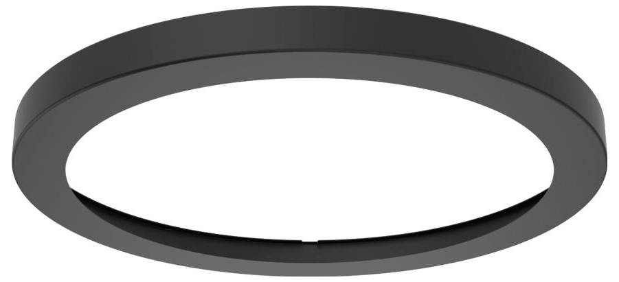 Ein runder, schwarzer, moderner Deckenleuchte mit minimalem Design.