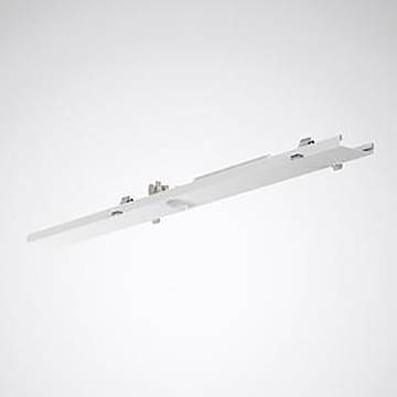 Ein weißes rechteckiges LED-Panelleuchten-Set mit Deckenmontagebefestigungen, von unten betrachtet, zeigt sein elegantes und minimalistisches Design.