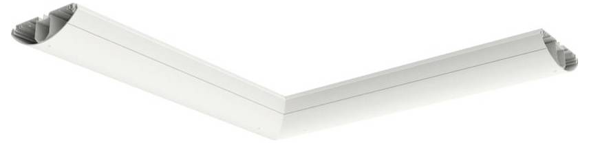 Eine durchscheinende weiße Abdeckung für ein LED-Streifenlicht mit einem gebogenen Design für gleichmäßige Lichtverteilung.