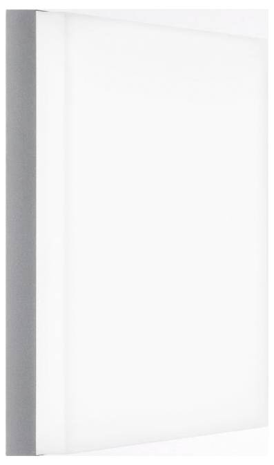 Eine minimalistische, rechteckige LED-Wandleuchte mit einem matt-weißen Panel und einem eleganten, grauen Rahmen, entworfen für moderne Innenräume.