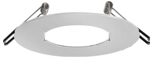 Eine kreisförmige Metallarmatur mit zwei Federclips, wahrscheinlich zur Befestigung oder Sicherung eines Objekts.