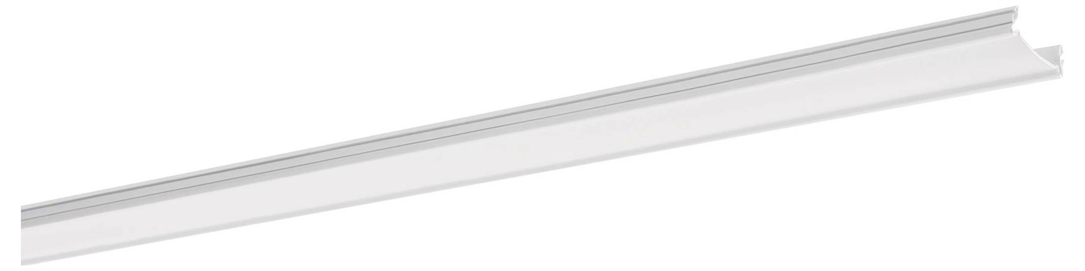 An der Decke angebrachtes rechteckiges Leuchtenelement mit einer versenkten Glühbirne in einer metallischen reflektierenden Fassung, die fokussiertes Licht nach unten wirft.